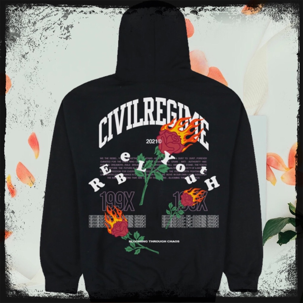 Civil Regime Eternal Bloom Hoodie- Black